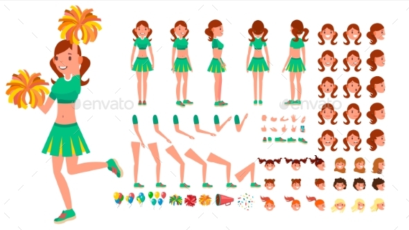 Cheerleader Girl Vector. Animated Character - People Characters