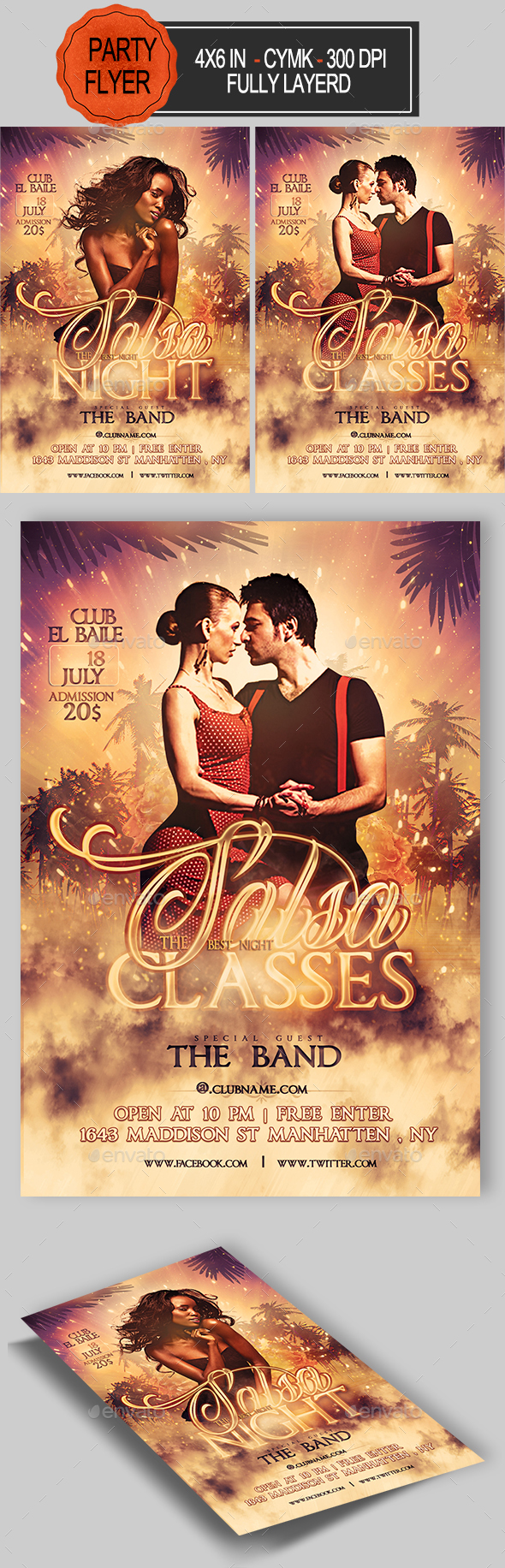 Salsa Party Flyer Template - Clubs & Parties Events