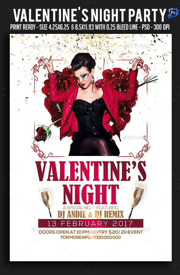Valentine's Night Party Flyer - Clubs & Parties Events