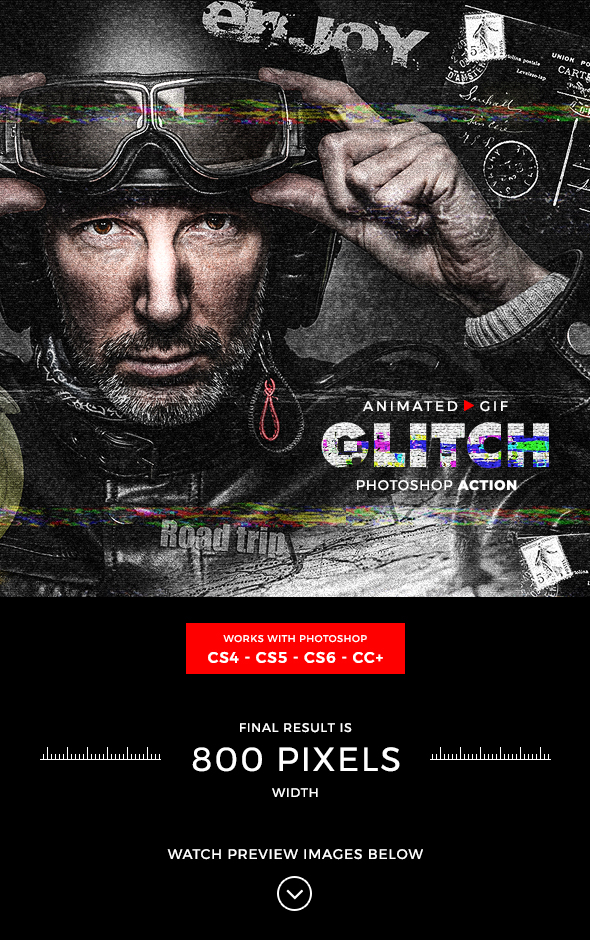 Animated Glitch Photoshop Action - Photo Effects Actions