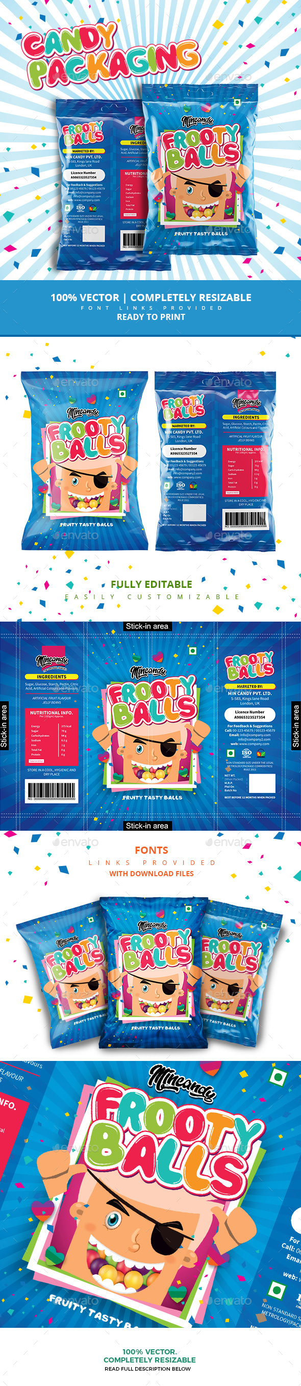 Fruit Balls Candy Packaging - Packaging Print Templates