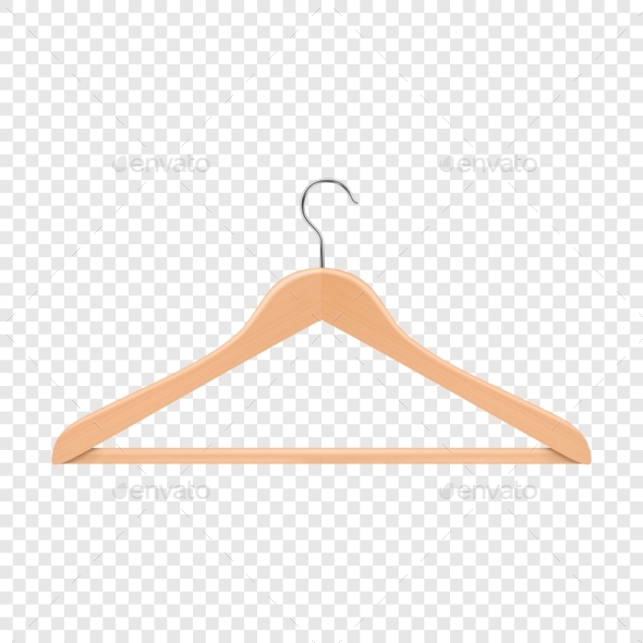 Realistic Vector Clothes Coat Wooden Hanger - Man-made Objects Objects