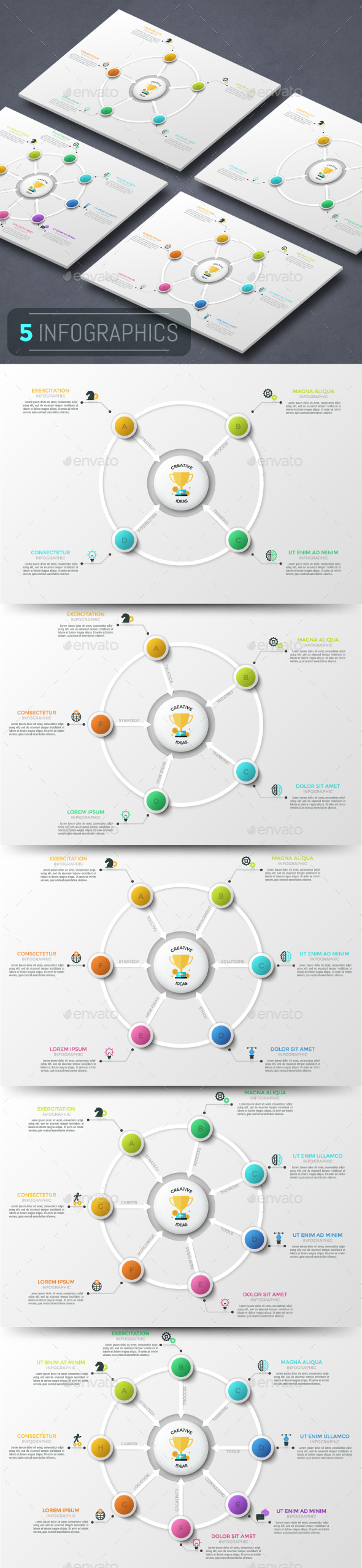 Modern Infographic Cycle Templates (5 Items) - Infographics
