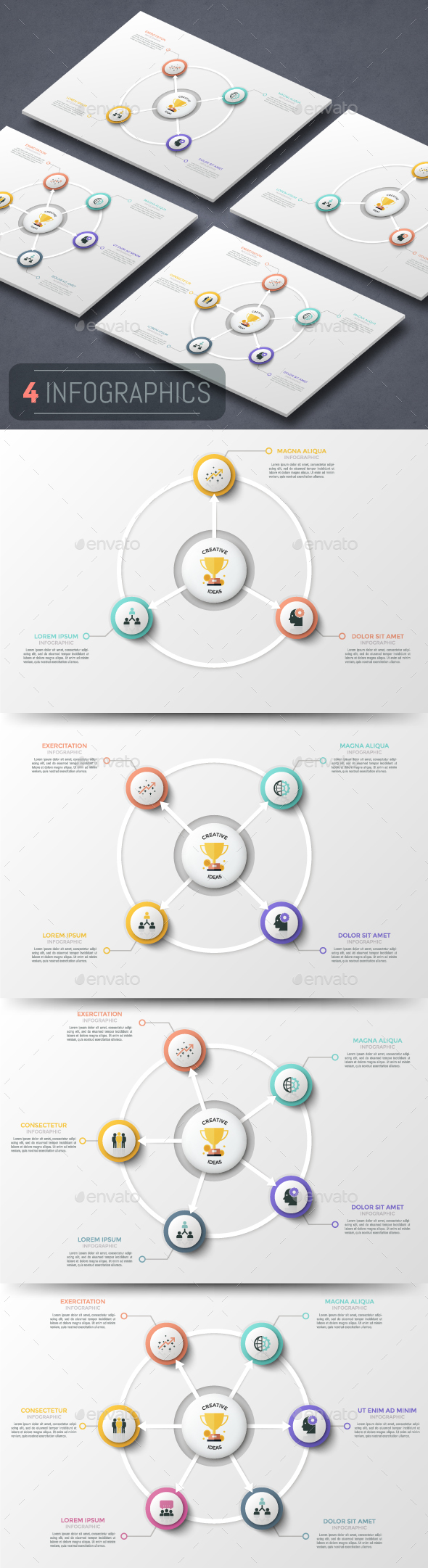 Modern Infographic Cycle Templates (4 Items) - Infographics