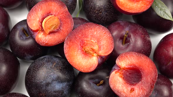 Ripe fresh whole plums