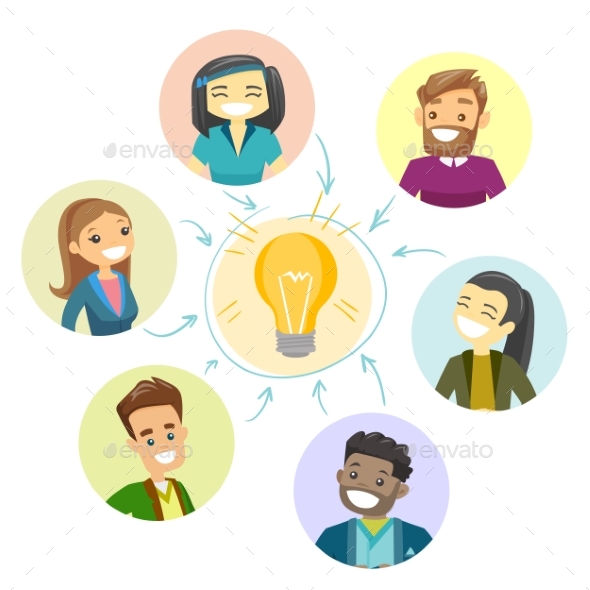 Group of Businessmen Discussing Business Idea - People Characters