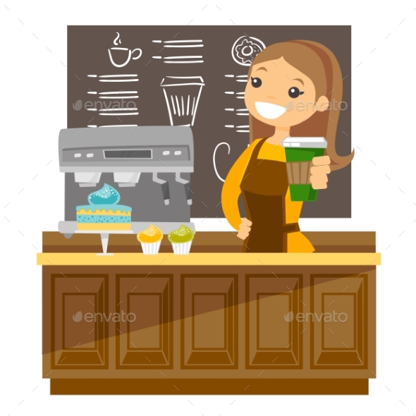 Young Barista Making a Cup of Coffee - People Characters