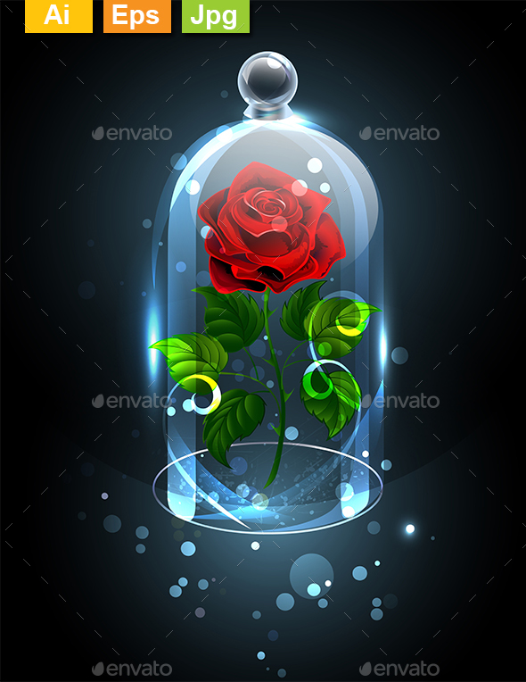 Red Rose Under Crystal Dome - Flowers & Plants Nature