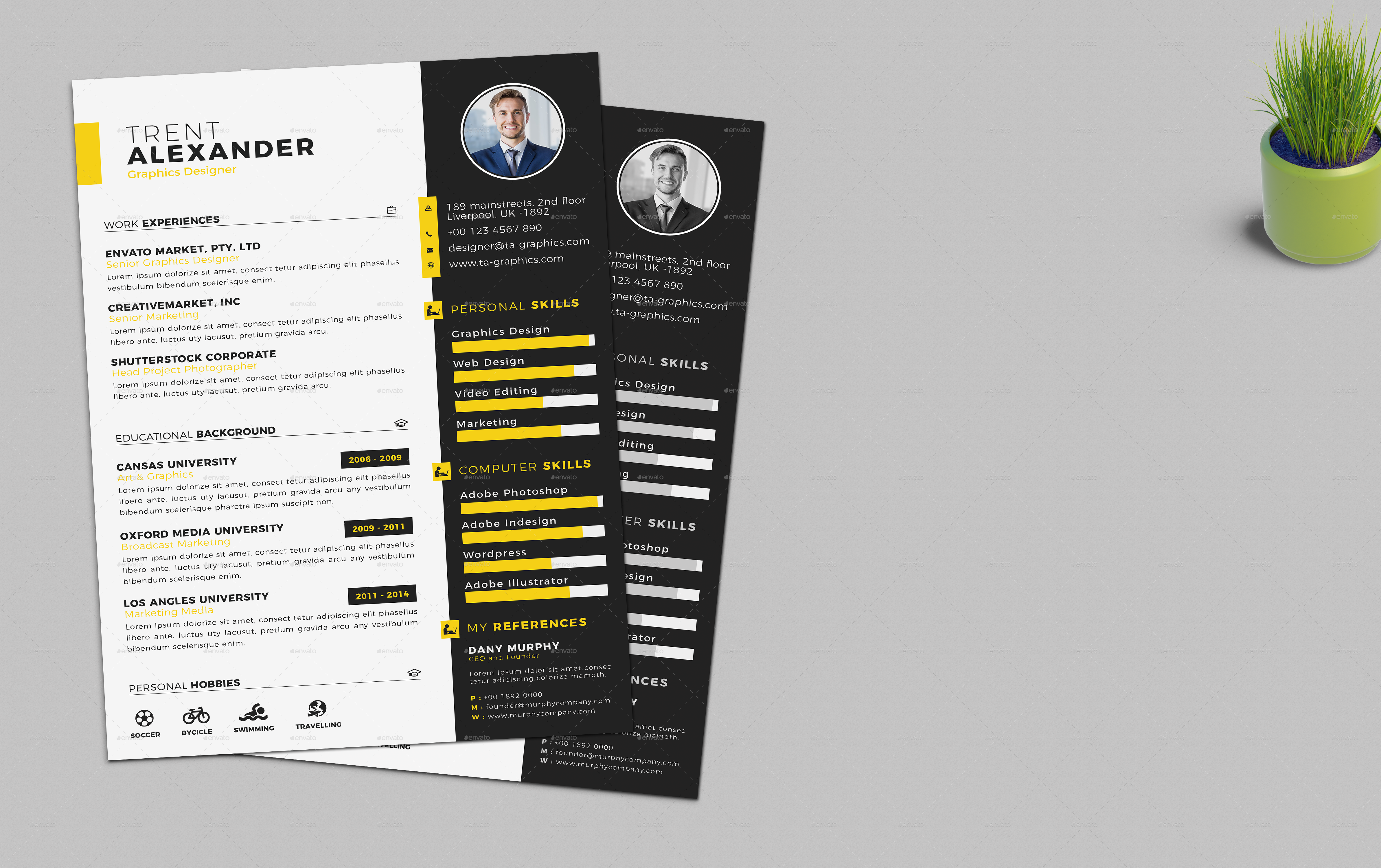 cv  resume business card template by onedsgn