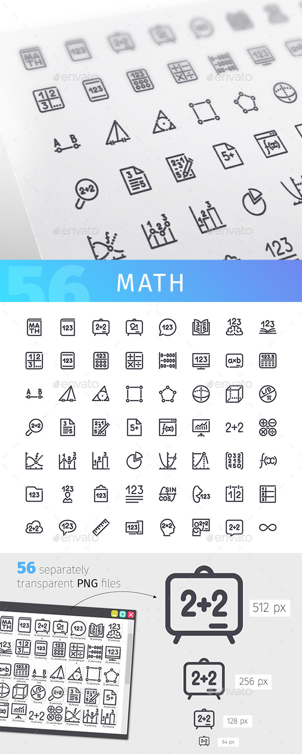 Math Line Icons Set - Miscellaneous Icons