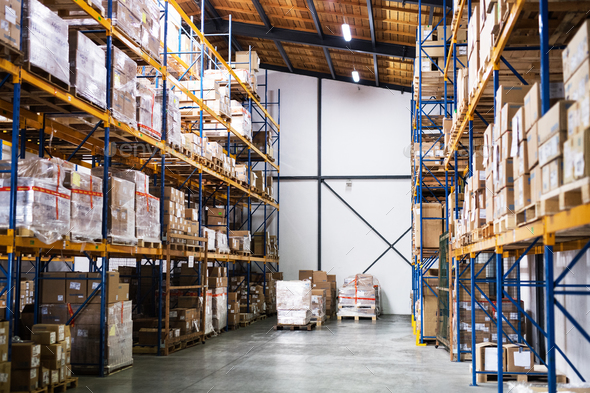 An interior of a warehouse. - Stock Photo - Images