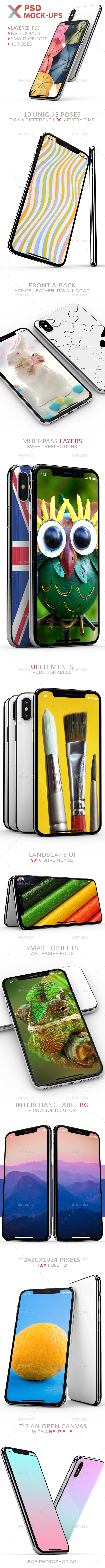Phone X 10 PSD Mock-Ups - Mobile Displays