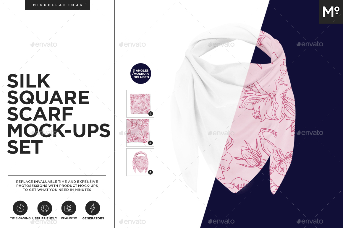 Download Silk Square Scarf Mock-ups Set by Mocca2Go | GraphicRiver