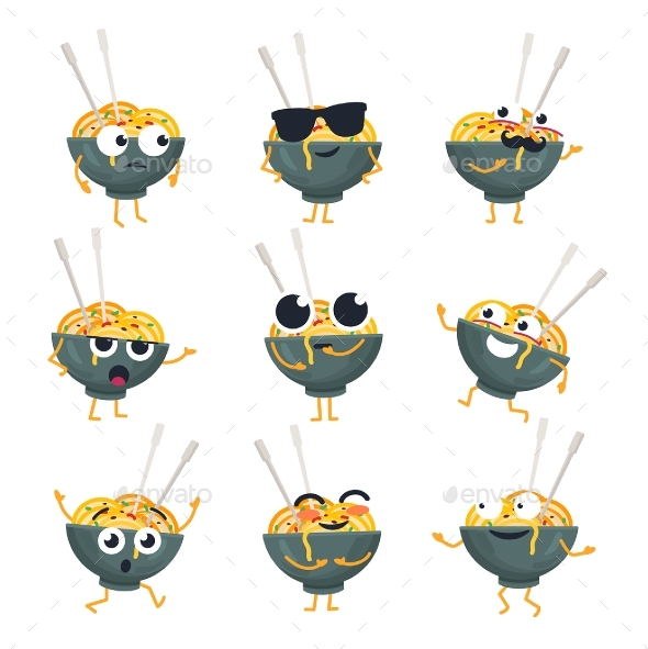 Wok Plate - Vector Isolated Cartoon - Miscellaneous Characters