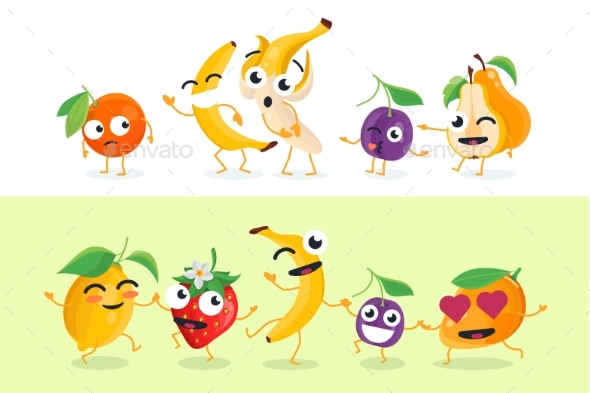 Funny Fruit - Set of Vector Isolated Characters - Miscellaneous Characters