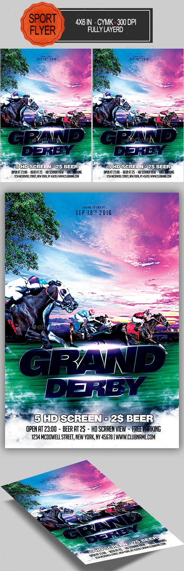 Grand Derby Horse Racing Flyer - Sports Events