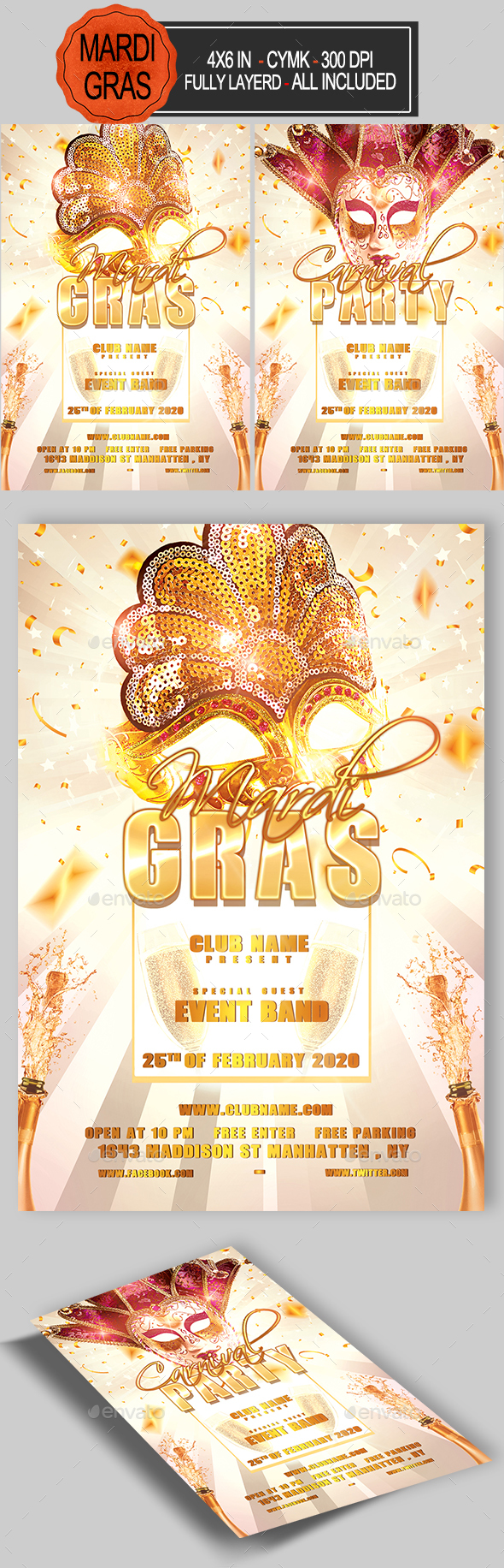 Carnival Mardi Gras Flyer - Holidays Events