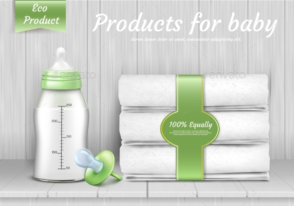 Vector Set of Baby Care Accessories - Health/Medicine Conceptual