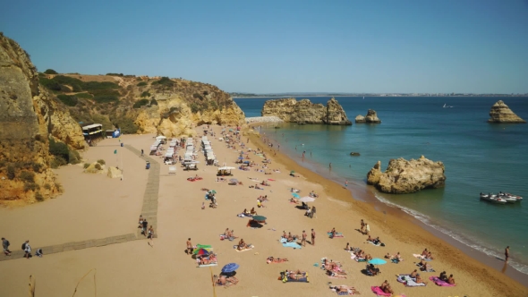 Famous Beach in Lagos, Algarve, Portugal