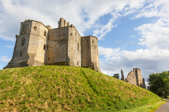 Warkworth Castle in England - Stock Photo - Images