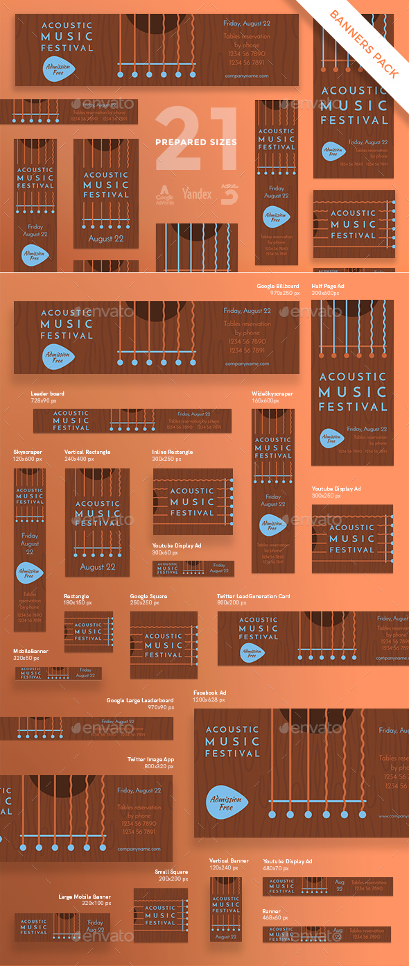 Music Festival Banner Pack - Banners & Ads Web Elements