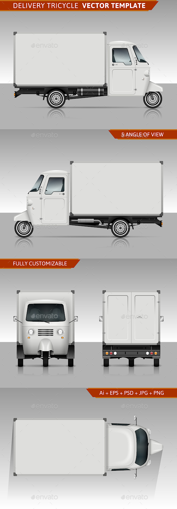 Delivery Tricycle Vector Template