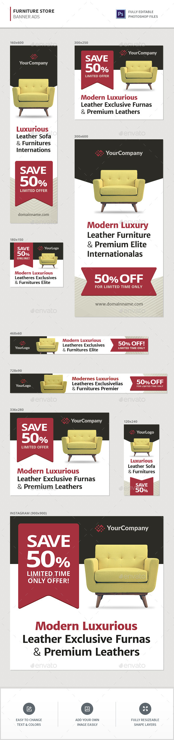 Furniture Store Banners - Banners & Ads Web Elements