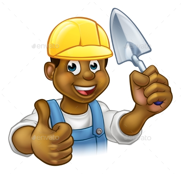 Bricklayer Worker With Trowel Tool - People Characters