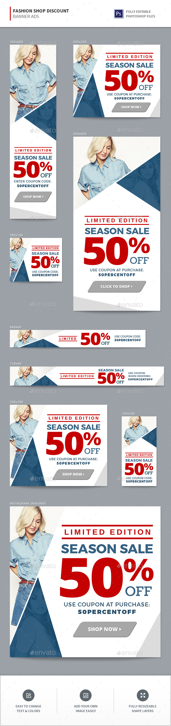 Fashion Shop Banners - Banners & Ads Web Elements