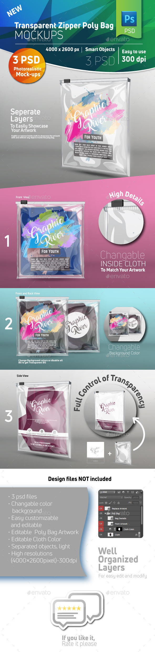 Zipped Transparent PVC Poly Bag Mockup With Cloth Inside - Signage Print