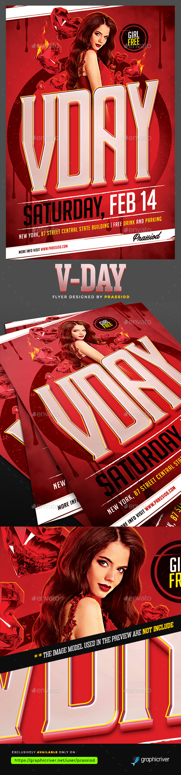 V-Day Flyer Template - Clubs & Parties Events