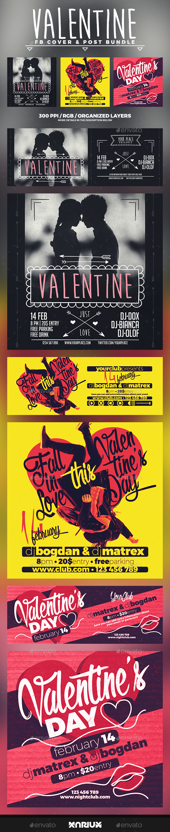 Valentine's Day Facebook Cover Bundle - Social Media Web Elements