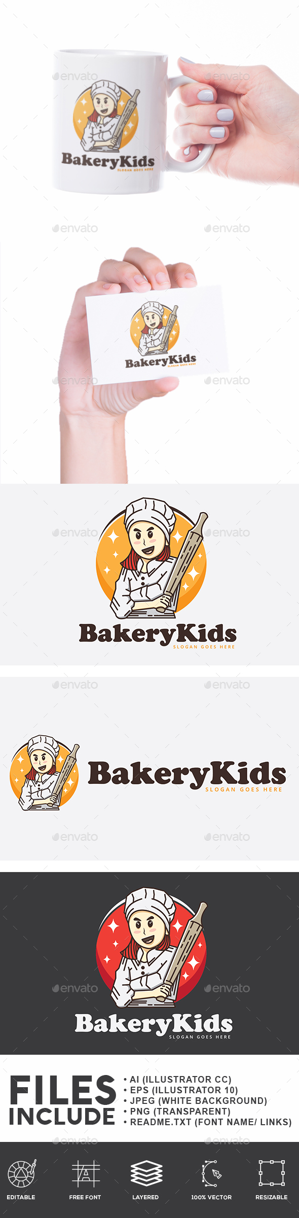 Baker Chef Kids - Humans Logo Templates