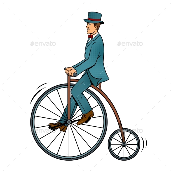 Gentleman Ride Vintage Bicycle Pop Art Vector