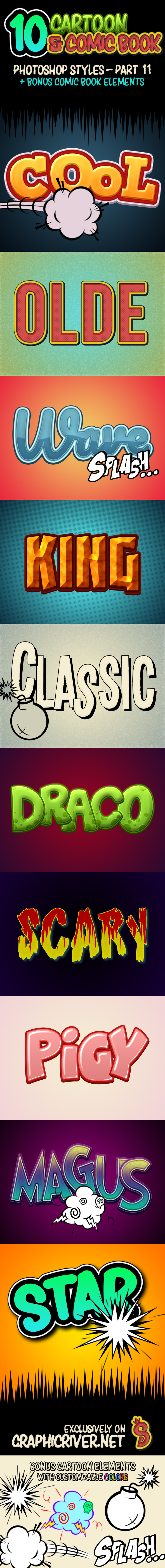 Cartoon and Comic Book Styles - Part 11 - Text Effects Styles