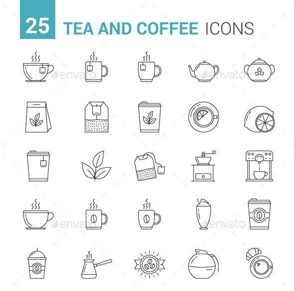 Tea and Coffee Icons - Food Objects
