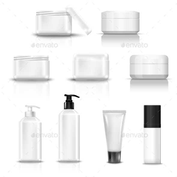 Empty and Clean White Plastic Containers - Health/Medicine Conceptual