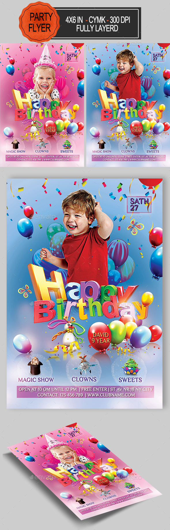 Kids Birthday Party Flyer - Clubs & Parties Events