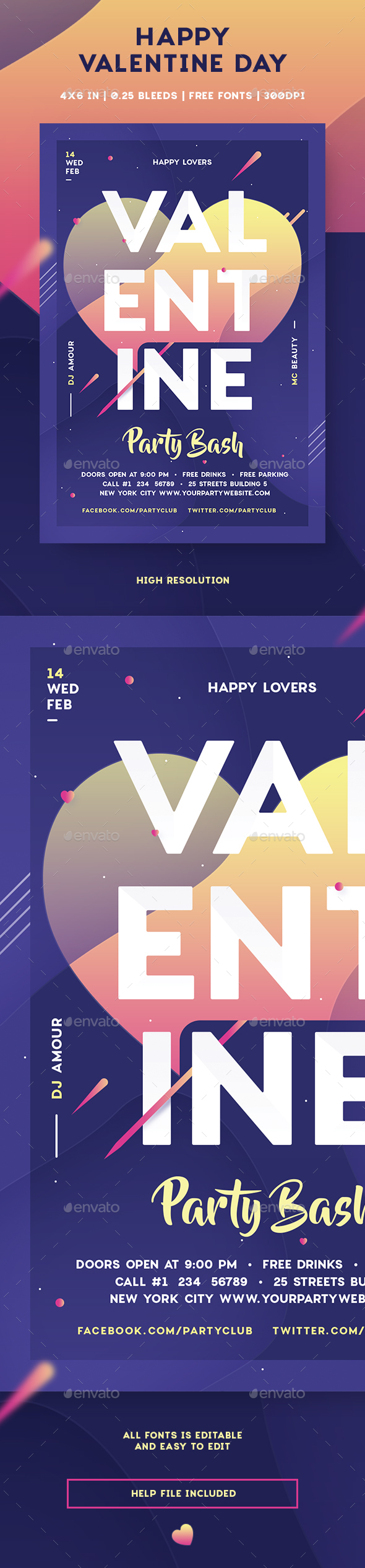Valentine Party Bash - Events Flyers