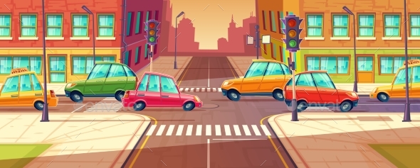 City Crossroads Traffic Jam - Miscellaneous Vectors