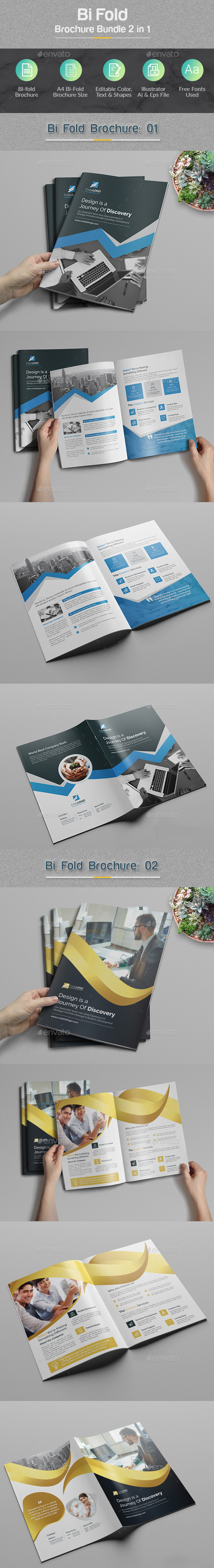 Bi-fold Brochure Bundle 2 in 1 - Corporate Brochures
