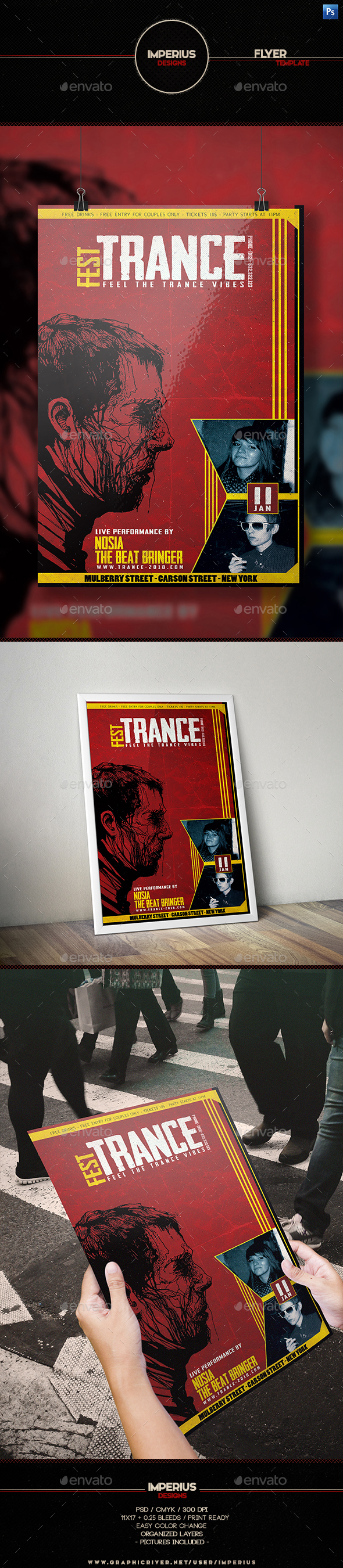Trance Fest V1 Flyer Template - Flyers Print Templates