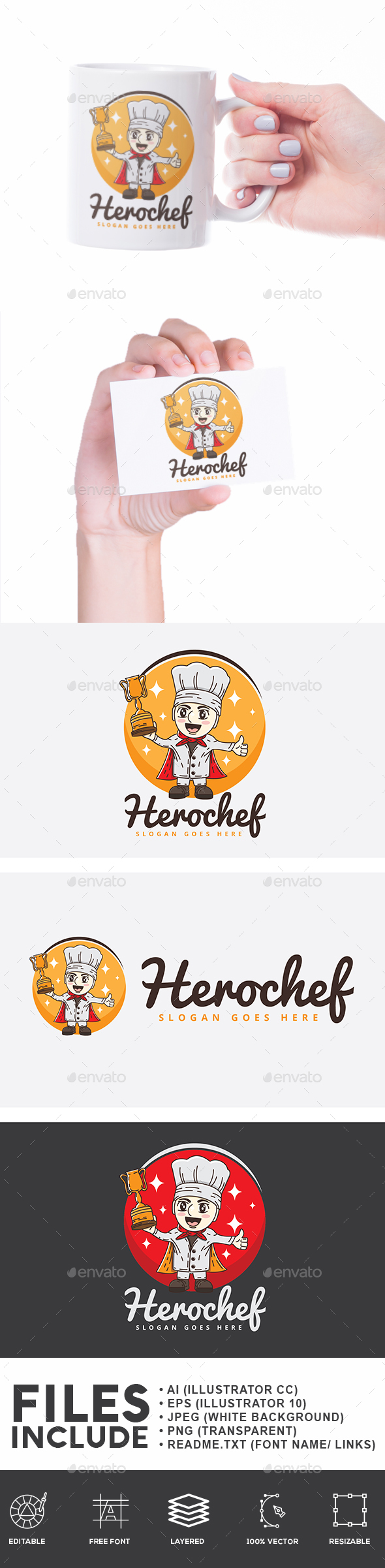 Hero Chef Logo - Humans Logo Templates