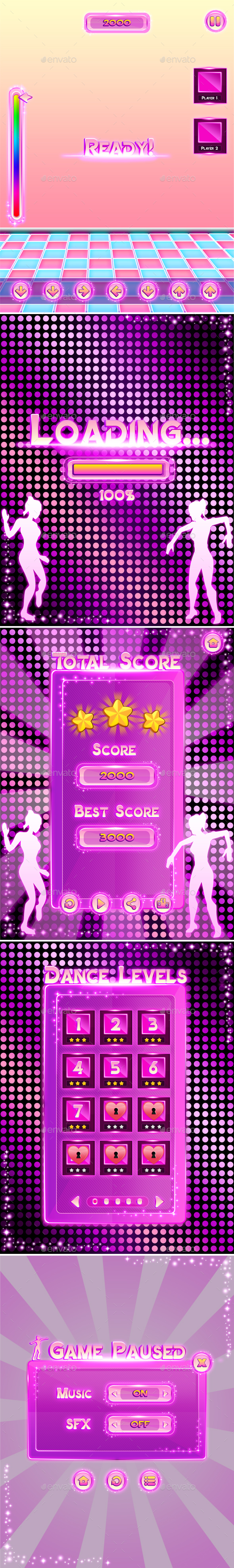 Pink Dance Game UI - User Interfaces Game Assets