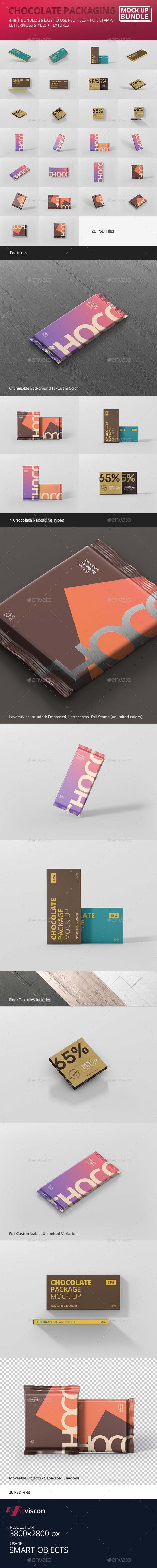 Chocolate Packaging Mockup Bundle - Food and Drink Packaging