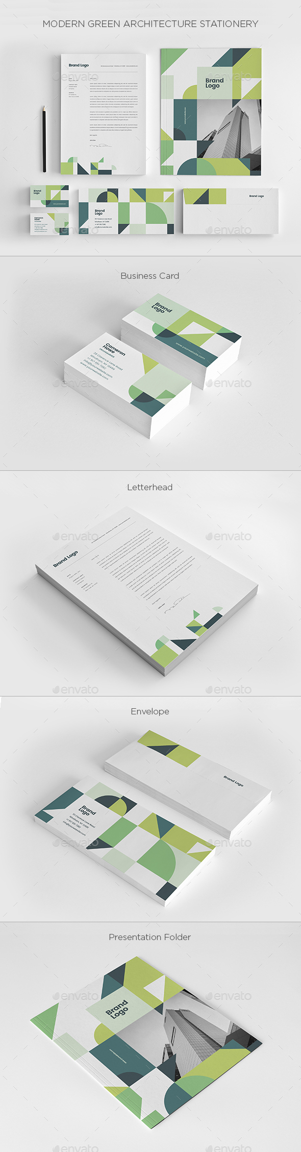 Modern Green Architecture Stationery - Stationery Print Templates
