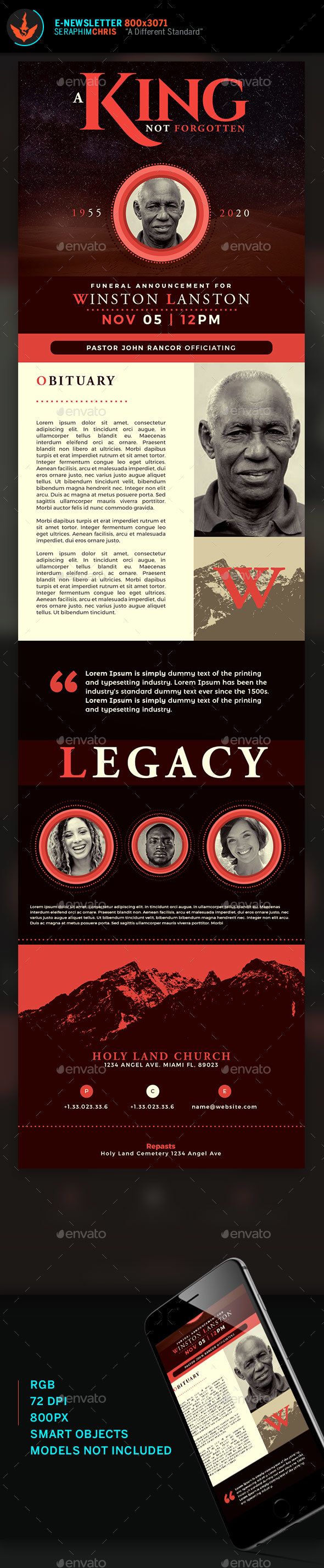 The King Funeral E-Newsletter Template - E-newsletters Web Elements