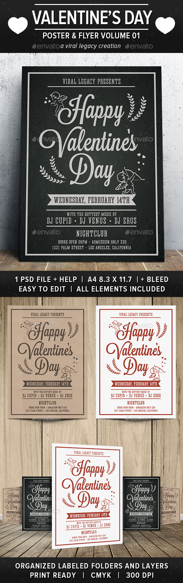 Happy Valentine's Day Poster / Flyer V01 - Flyers Print Templates