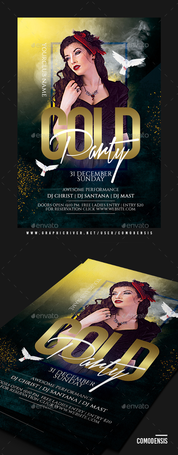 DJ Club Gold Flyer - Clubs & Parties Events