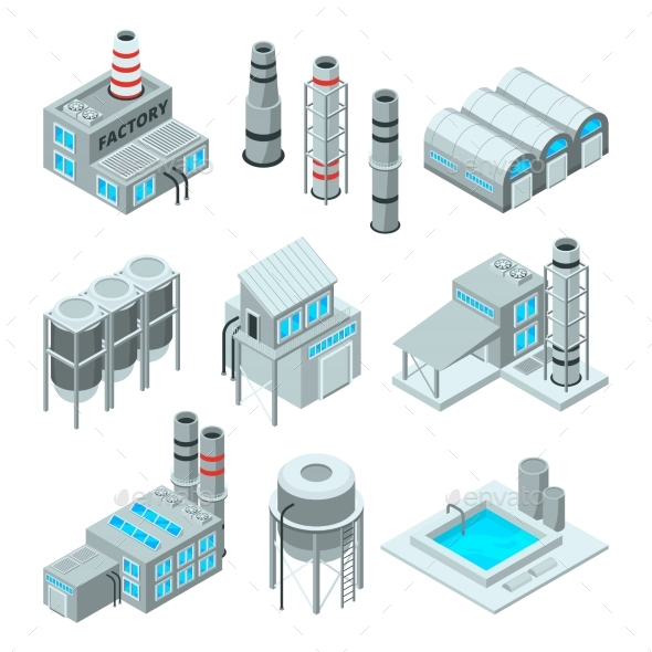 Set of Industrial or Factory Buildings. - Buildings Objects